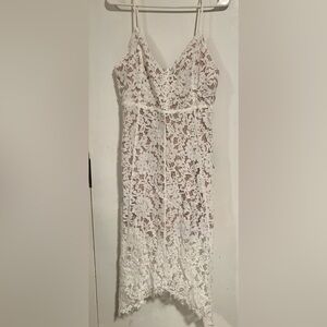 Lulu's White Lace Midi Dress